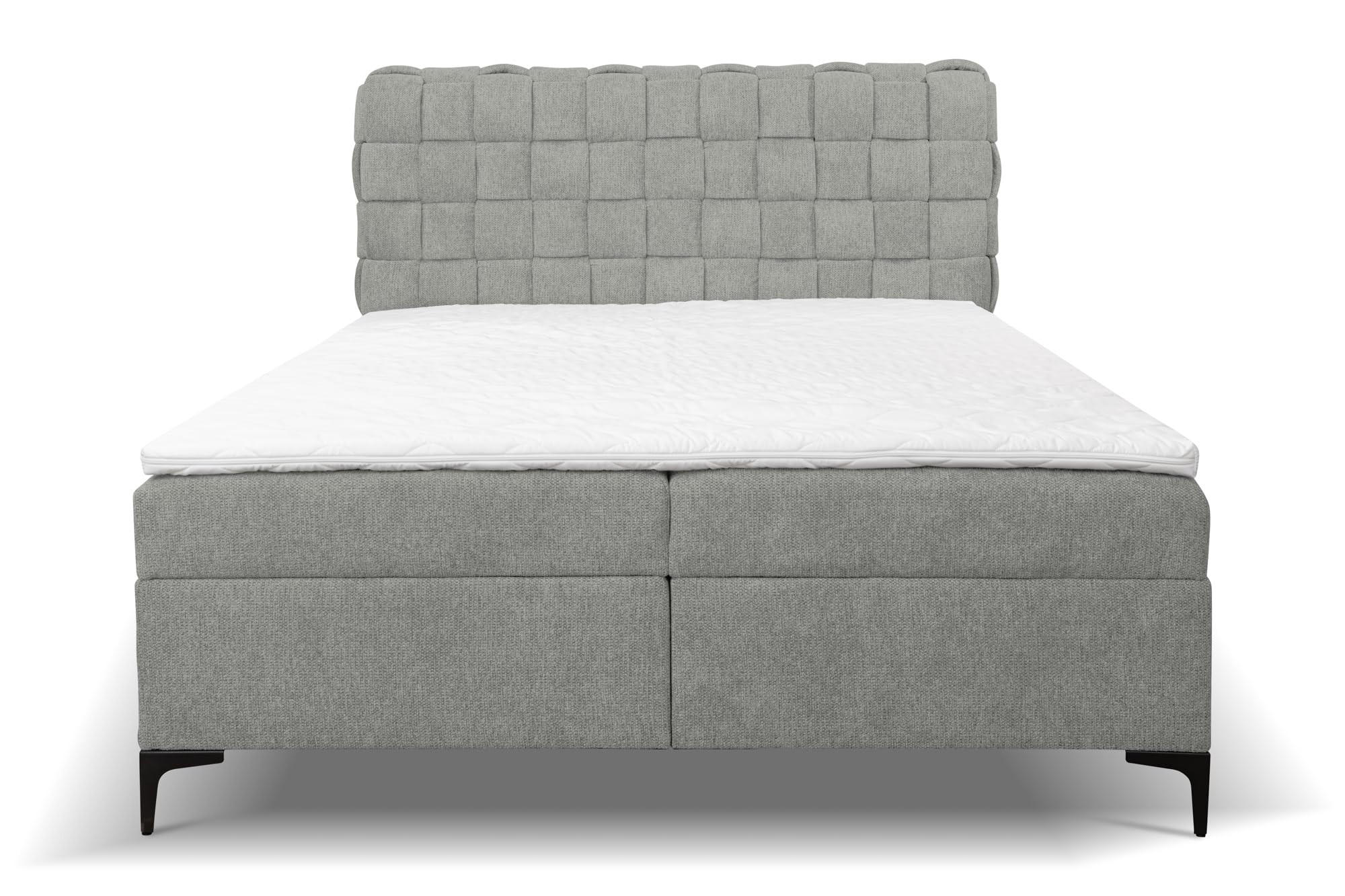 BOXBETT ROMA mit zwei Bettkästen H2/H3 Matratze und Topper 140 x 200 cm - Grau, Holzwerkstoff (140/200cm) - VENASI MÖBEL