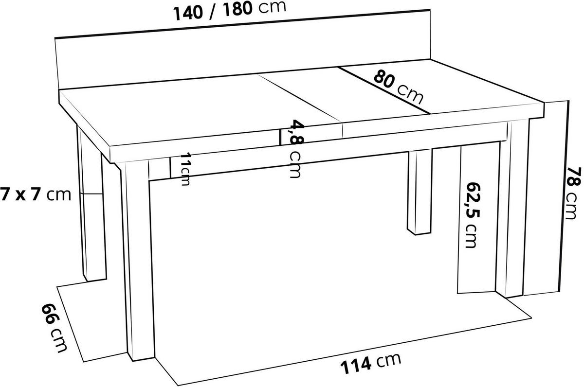 ESSTISCH Avena rechteckig ausziehbar, Wotan Eiche 140/80/78 - Eiche Wotan/Braun, Holz/Holzwerkstoff (80/180/78cm) - WFL GROUP