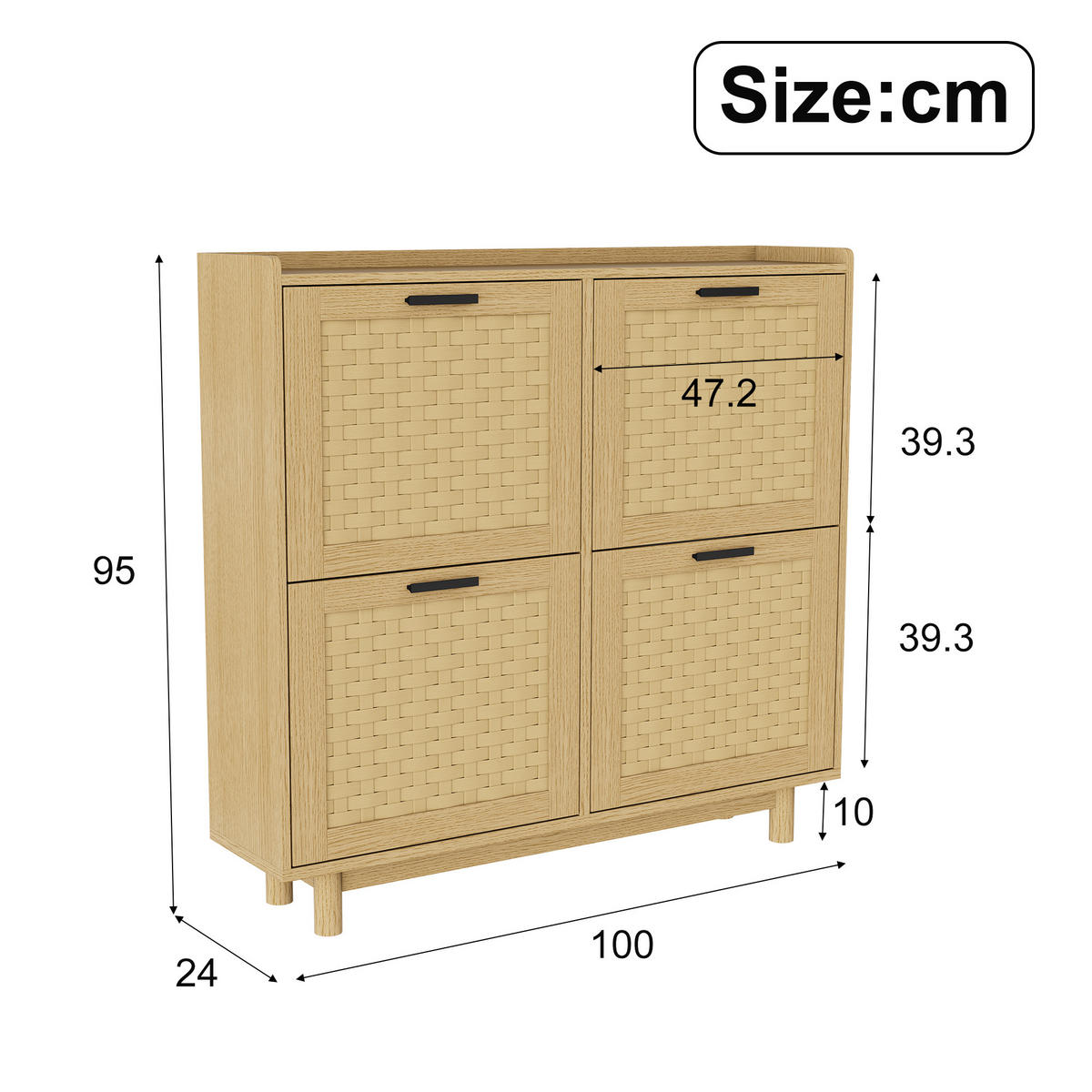 SCHUHSCHRANK 2 Ebenen, 8 Paare, modern, natürlich, 100x24x95 cm, Eiche - Naturfarben, Holz (100/95/24cm) - EuroLiving
