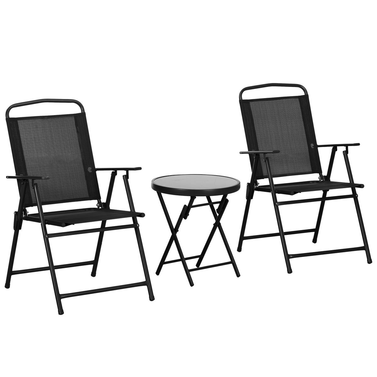 GARTEN-BEISTELLTISCHSET Schwarz 3 Stück - Schwarz, Metall (64/53.5/93cm) - GiPP