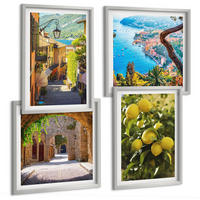 BILDER SET 4er Set - 50x50 cm & 40x60 cm Silberner Rahmen - Straßen am Meer, ein Meer aus Zitronen - Silberfarben, Kunststoff (50/50cm) - TULUP