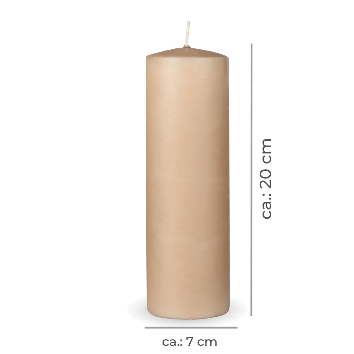 STUMPENKERZEN "Beige", Größe Ø7cm x Höhe: 20 cm - Beige, Naturmaterialien (7/20cm) - HS Candle