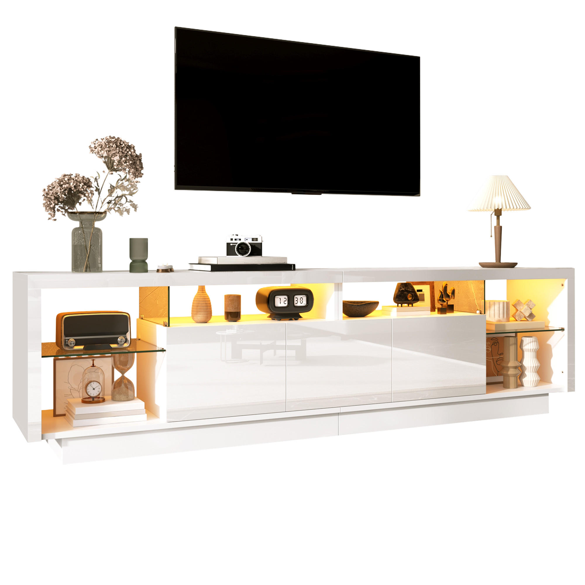 DULAP TV LED RGB cu 3 uși lucioase