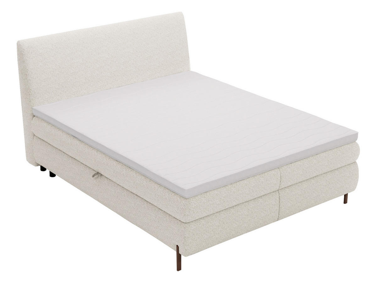 PAT CU LADĂ DE DEPOZITARE Evia - H3 - maro/crem, material textil/compozit lemnos (140/200cm) - MIRJAN24