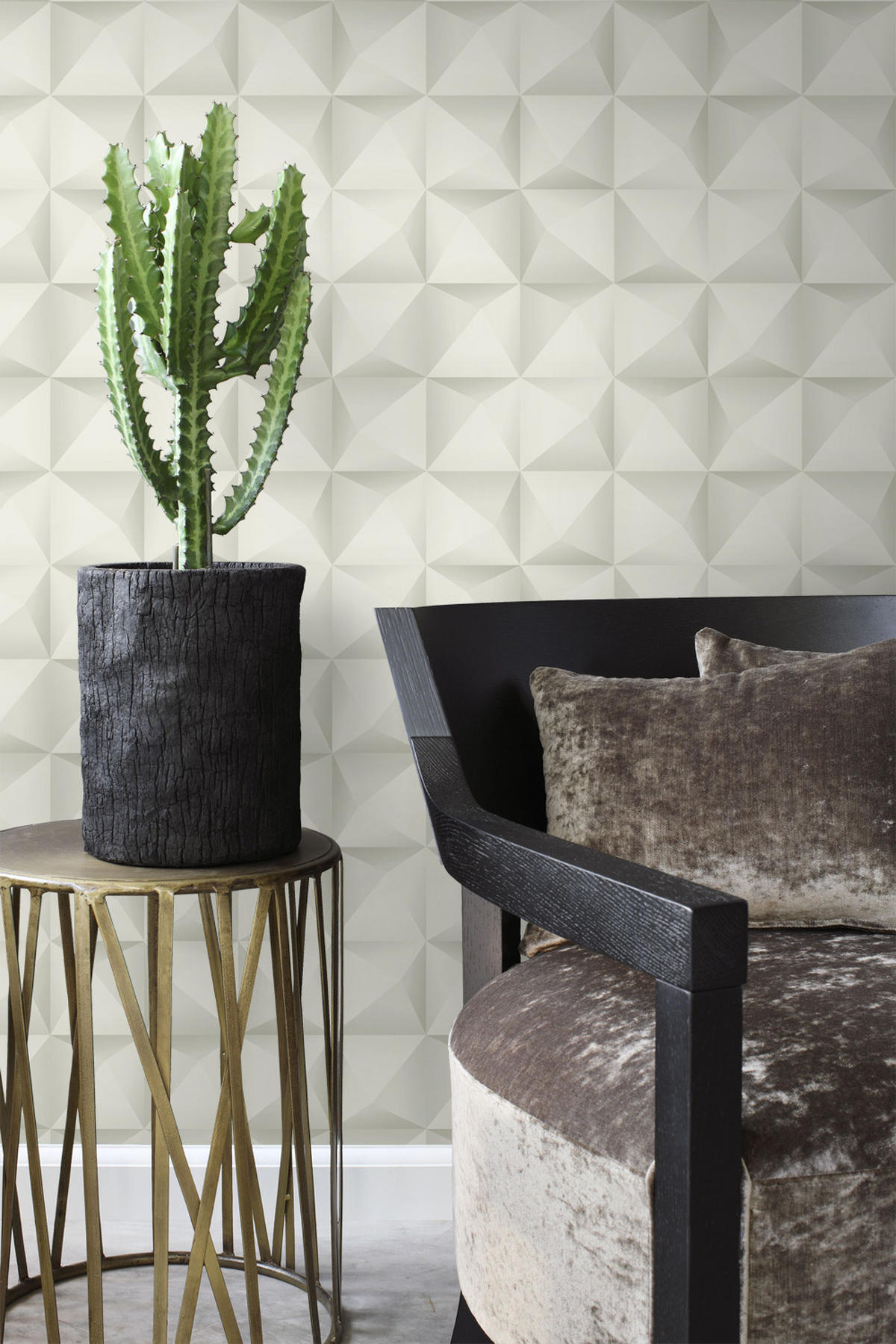 TAPETE 3D Muster 50 x 900 cm - Grau, Papier (50/900cm) - Origin Wallcoverings