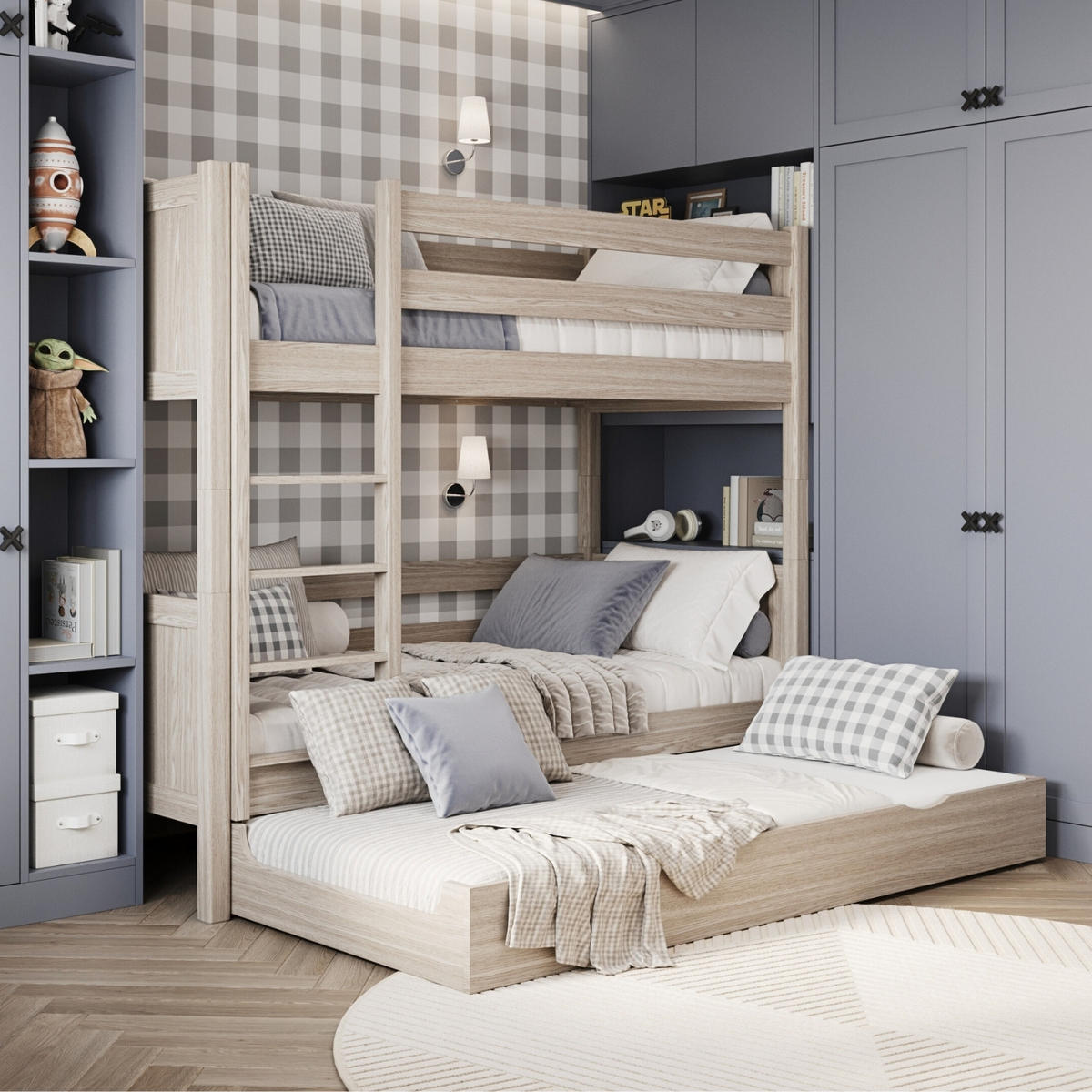 ETAGENBETT N02 mit Matratzenschublade Sonoma Eiche 120/200 - Sonoma Eiche, Naturmaterialien/Holz (120/200cm) - N-Wood