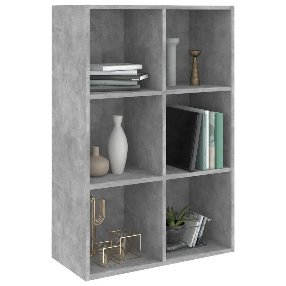 SIDEBOARD mit 6 Fächern 66/30/98 cm aus Holzwerkstoff Betongrau - Hellgrau, Holz (66/98/30cm) - vidaXL