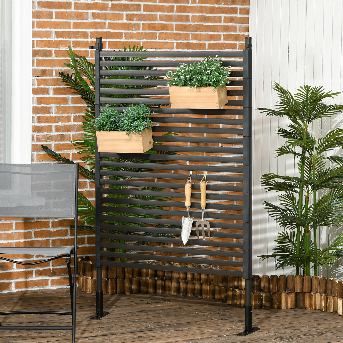 GARTENZAUN, Stahl mit PE-Beschichtung, Braun - Braun, Kunststoff/Metall (22/150cm) - Outsunny