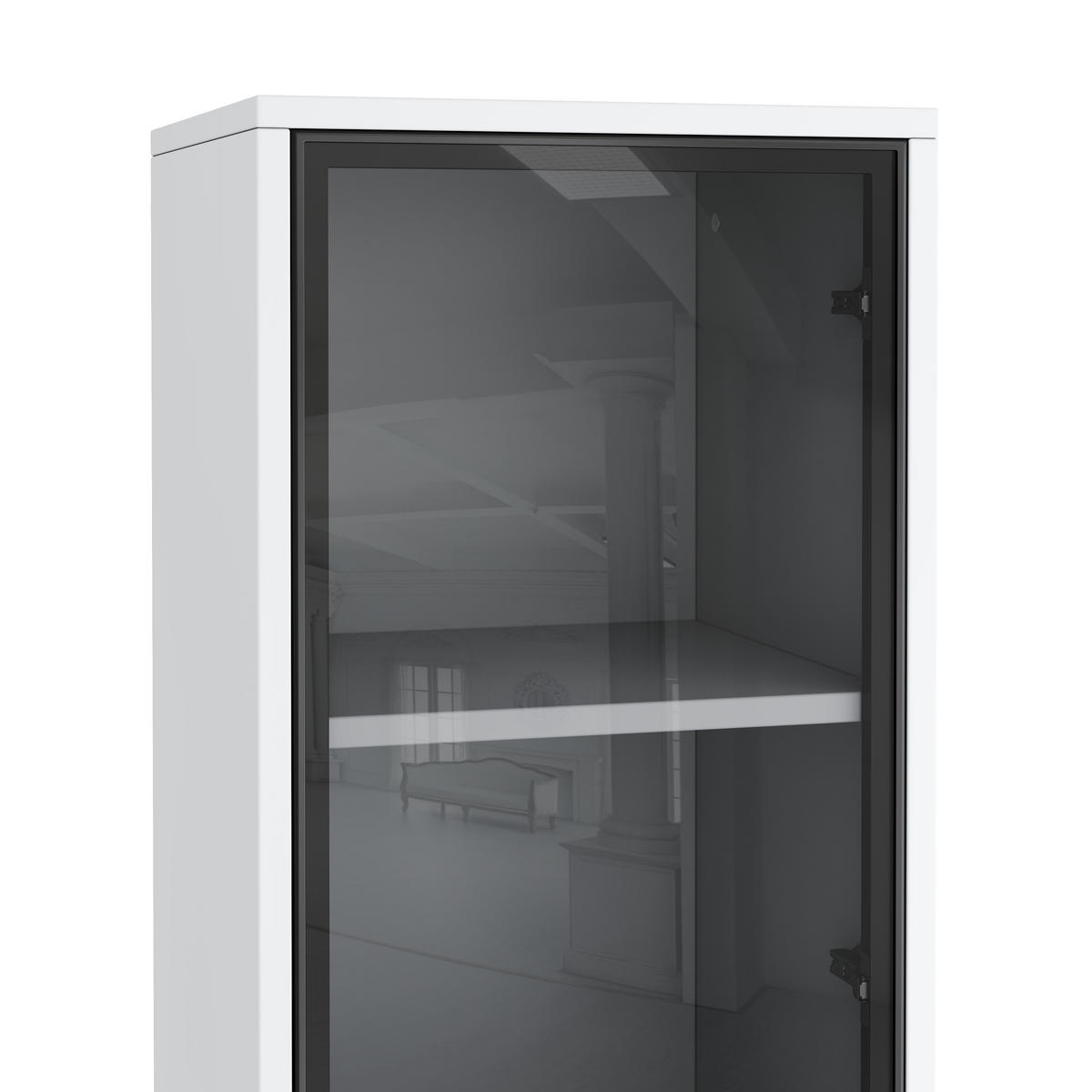 HIGHBOARD mit LED-Beleuchtung 40/40/170 cm in Weiß mit getönter Glastür - Weiß, Holzwerkstoff (40/170/40cm) - BEAOK
