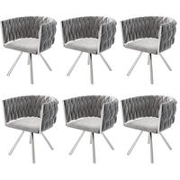 ESSZIMMERSTUHL 6er Set Samt Drehstuhl Grau Silber Metall - Grau, Textil (54.2/71.5/59.5cm) - FLIEKS
