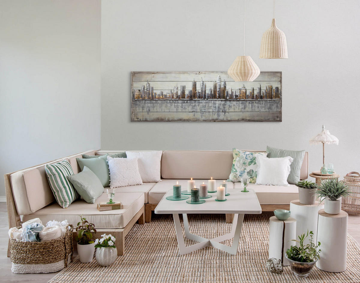 HOLZBILD Grau 150/50 cm - Beige/Grau, Holz (4.31/50cm) - KUNSTLOFT