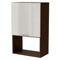 MIKROWELLENUMBAUSCHRANK Brerra W4MK/60 Lava / RAL 9001 creme Hochglanz 60 /32,5 / 96cm - Dunkelgrau/Creme, Holz/Holzwerkstoff (60/96/32.5cm) - Feldmann-Wohnen
