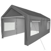 GERÄTEHAUS 592.84/310.9/276.75 cm Grau mit Roll-Up-Fenster, Abnehmbare Seitenwände und Dach - Grau, Metall (310.9/276.75/592.84cm) - Oxeza