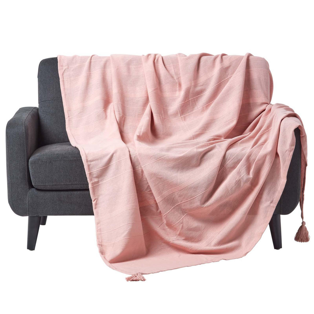 ÜBERWURF Rajput 225/255 cm, 100% Baumwolle - Rosa, Textil (225/255cm) - Homescapes