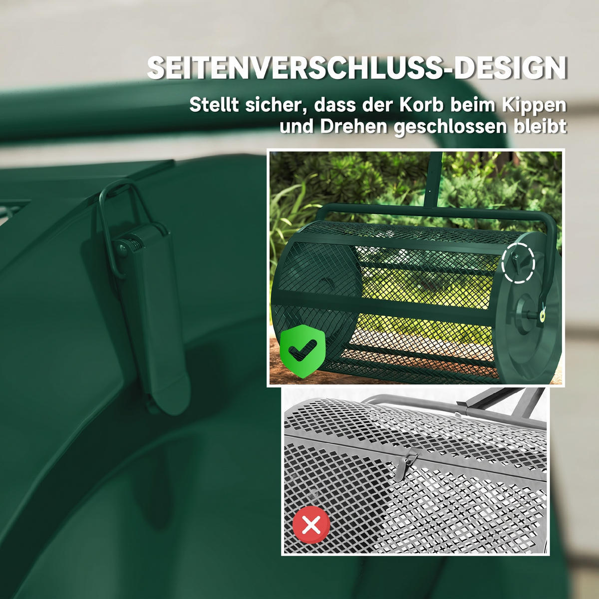 KOMPOSTSTREUER Metall Grün - Grün, Metall (40/112/70cm) - Outsunny