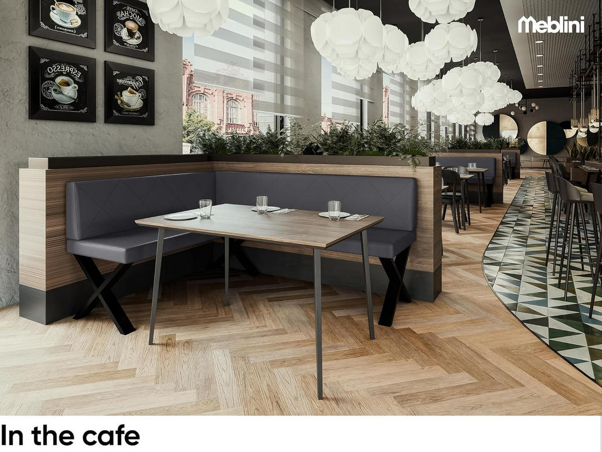 ECKBANK ERIC_X - Grau, Leder (128/168cm) - Meblini