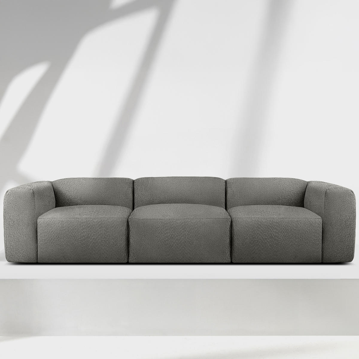 3-SITZER SOFA BUFFO, Stahlgrau - Grau, Holz/Holzwerkstoff (290/73/96cm) - KONSIMO®