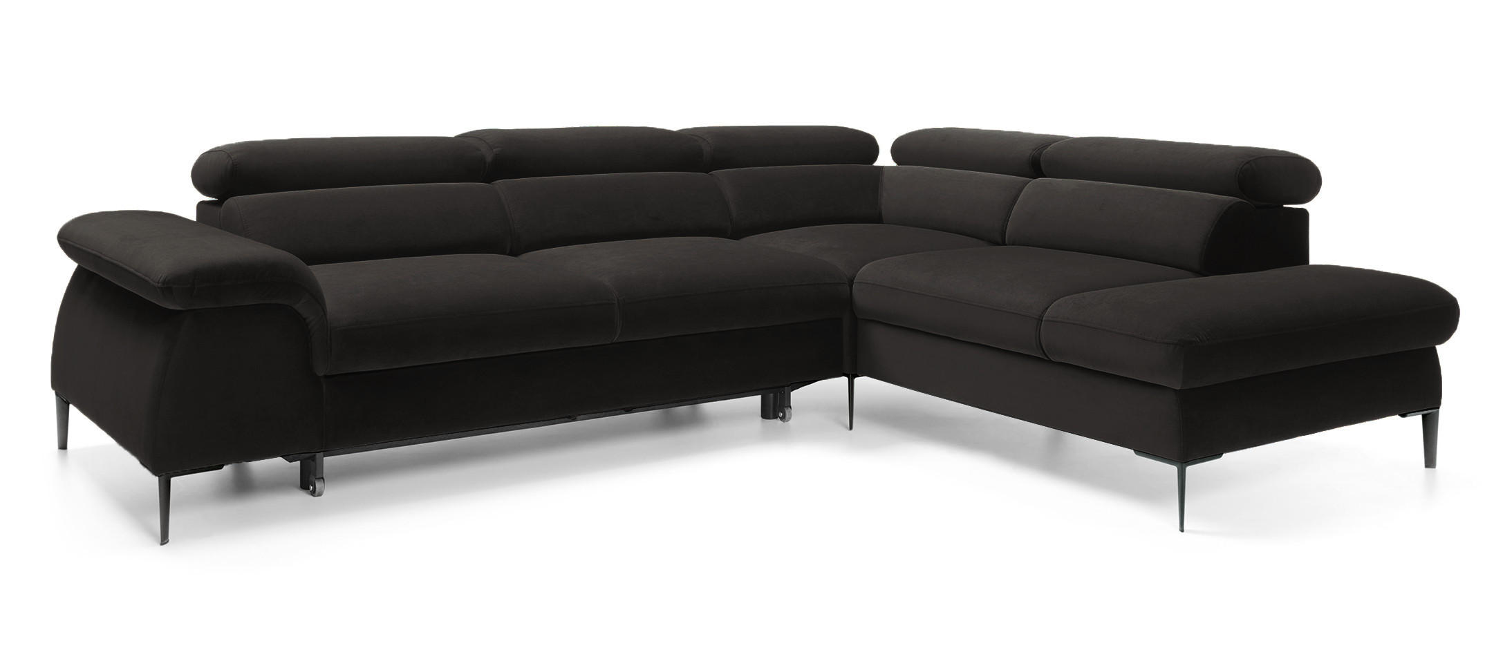SCHLAFSOFA 280 cm Amaro L mit verstellbaren Kopfstützen, Rechts, Schwarz - Schwarz, Holz (214/280cm) - Emporius