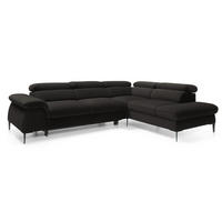SCHLAFSOFA 280 cm Amaro L mit verstellbaren Kopfstützen, Rechts, Schwarz - Schwarz, Holz (214/280cm) - Emporius