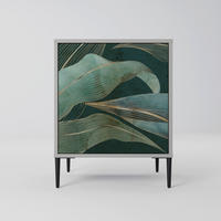 SIDEBOARD ROYAL GREEN, Grau, 57,5x42x72,5 cm, Schwarze Metallfüße - Multicolor/Schwarz, Holzwerkstoff/Metall (57.5/72.5/42cm) - SpaceRebels