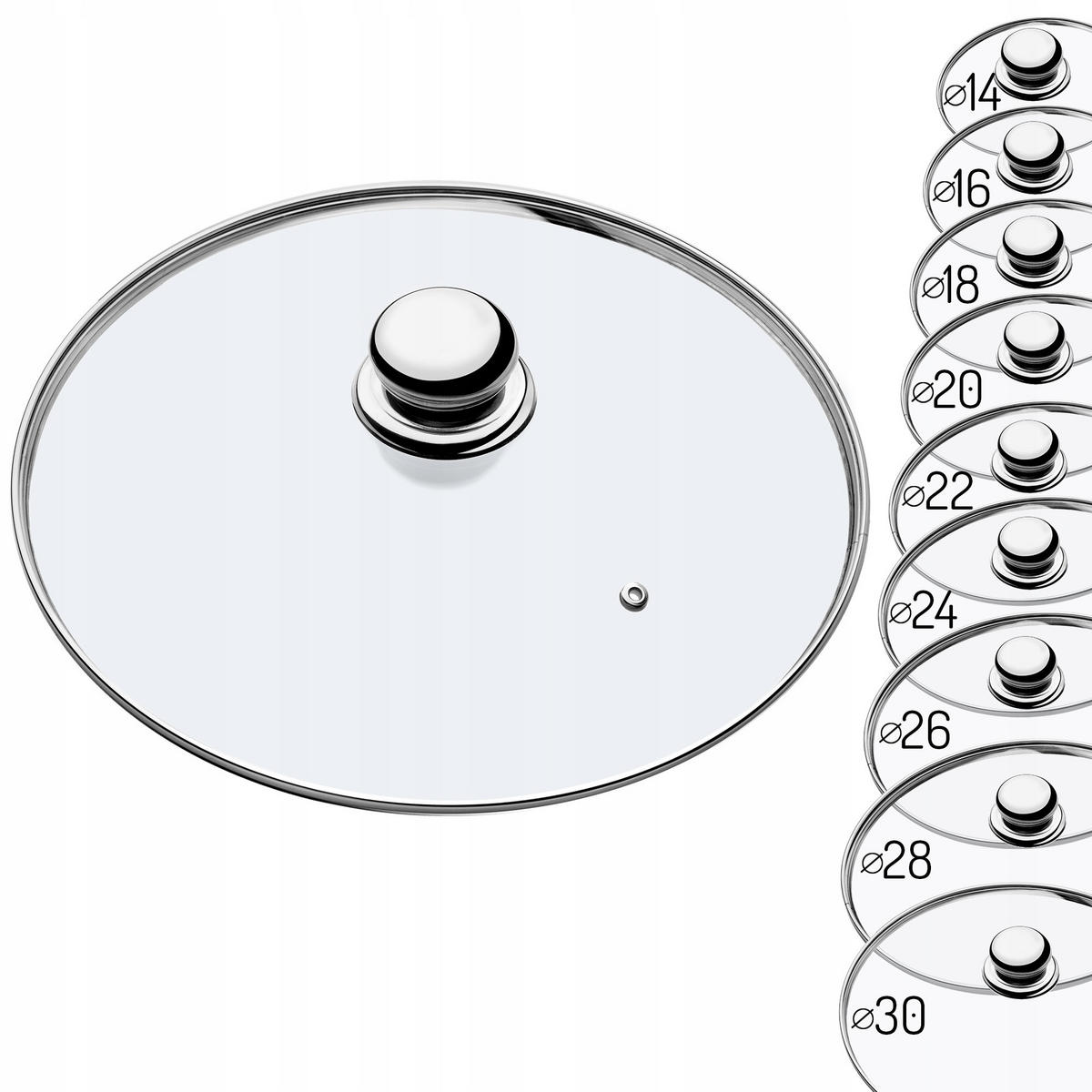 DECKEL mit Metallgriff, 26 cm - Transparent, Glas (26cm) - KADAX