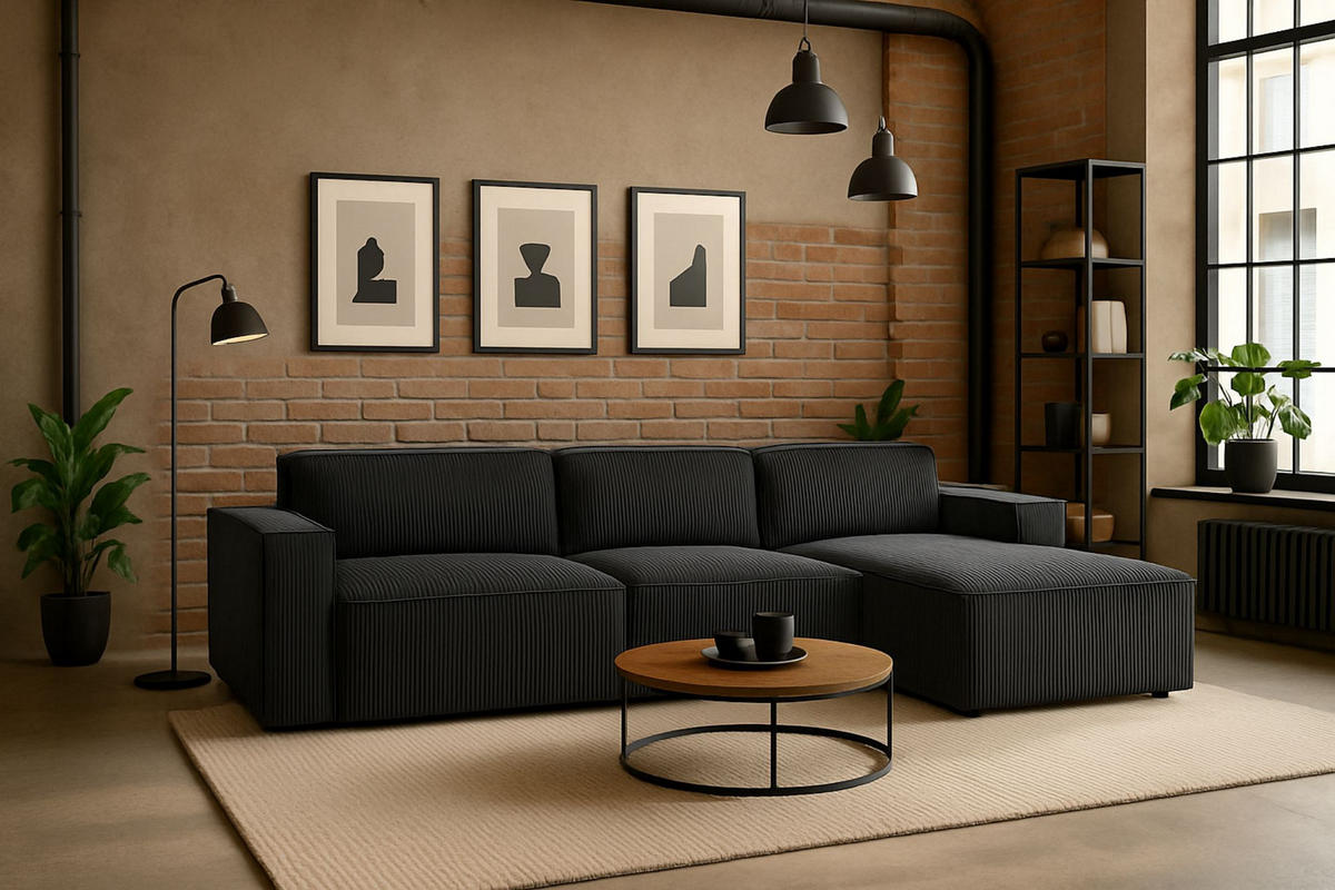 ECKSOFA Cursal L-Form, Stoff Poso, Grau, Rechts - Grau, Holz (284/166cm) - Kaiser Möbel