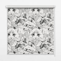 VNÚTORNÁ roleta - okenná roleta - roleta - 80x140 cm - Nakreslené mačky - sivá, plast (80/140/0.5cm) - TULUP