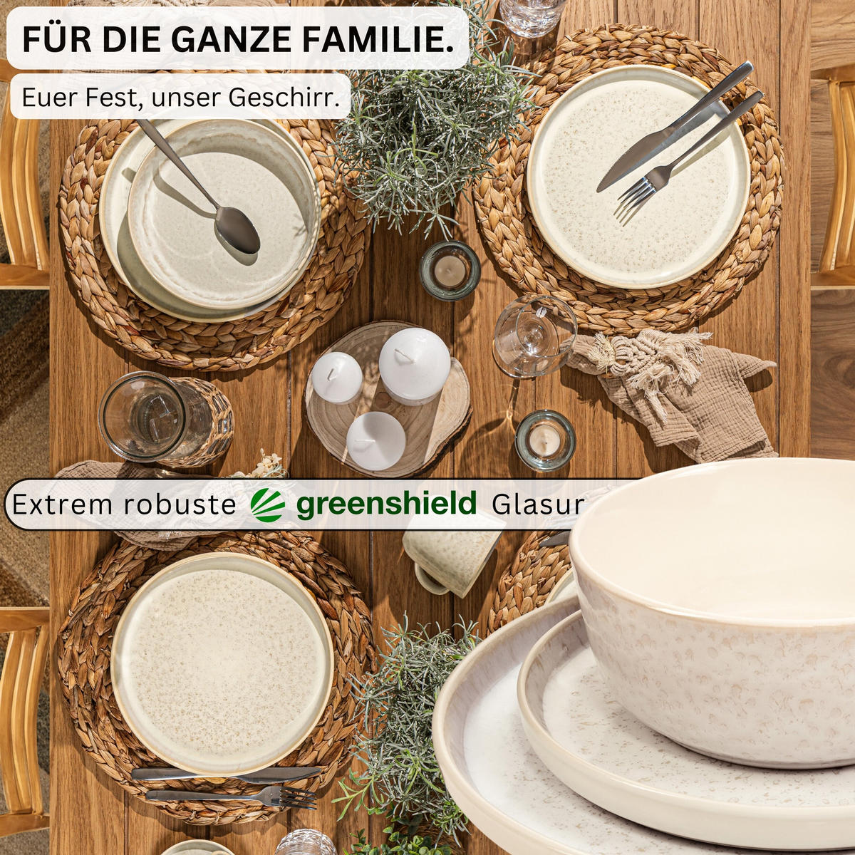 KOMBISERVICE KEY WEST - 30 teilig aus Steingut - Creme, Stein (27/10/27cm) - Sänger