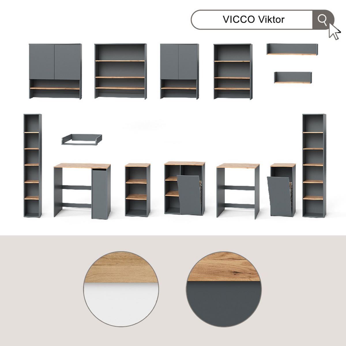 HOCHREGAL Viktor Weiß/Artisan 30 x 188.6 cm - Weiß, Holzwerkstoff (30/188.6/27.3cm) - Vicco