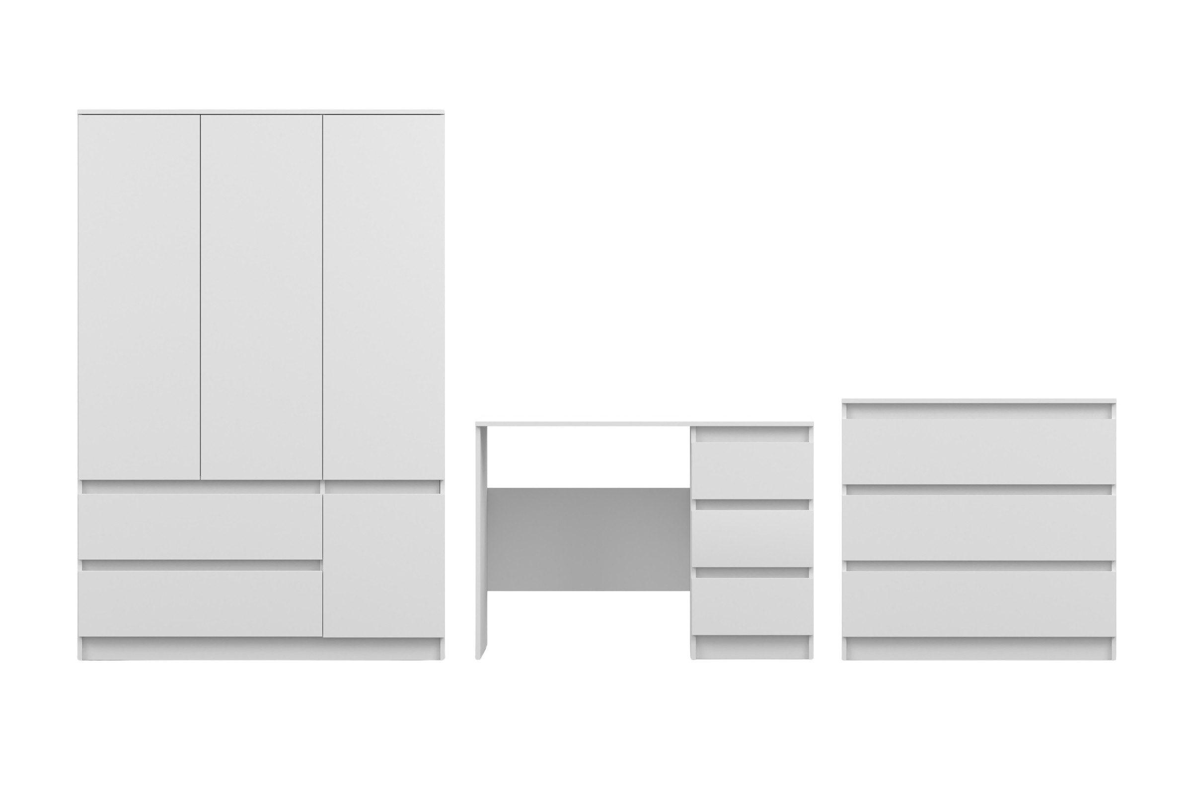 JUGENDZIMMER-SET SIMO B 3-teilig in Weiß - Weiß, Holzwerkstoff (320/180/50cm) - Deine Möbel 24