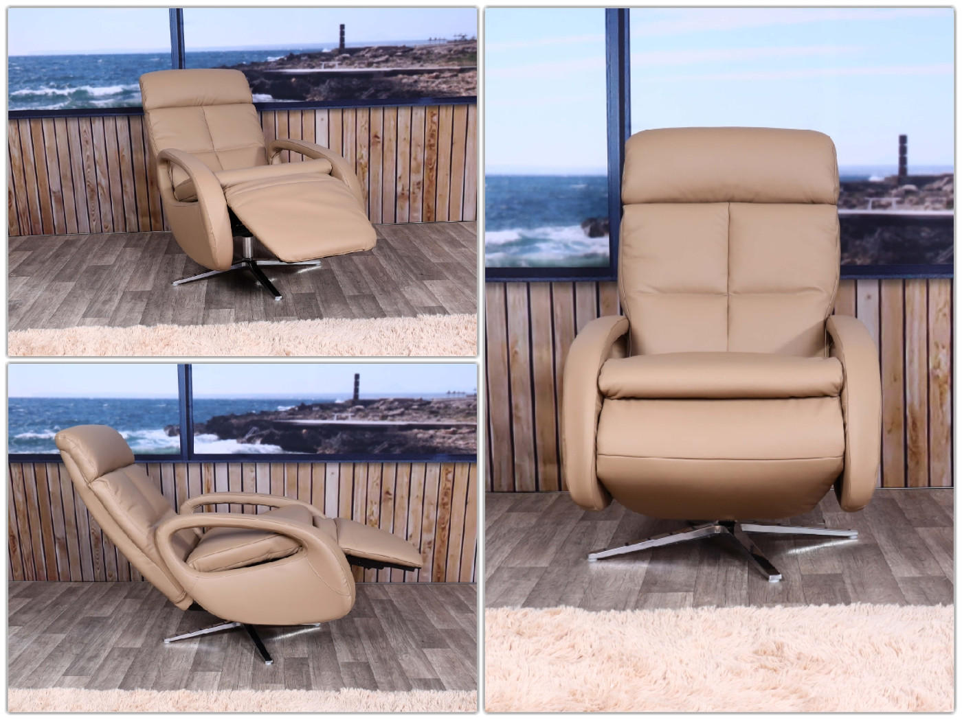 RELAXSESSEL taupe - Taupe, Leder (70/109/147cm) - MCW