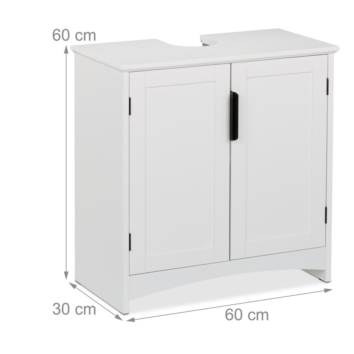WASCHBECKENUNTERSCHRANK - Weiß, Holzwerkstoff/Metall (60/60/30cm) - Relaxdays