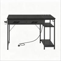 GAMINGTISCH Schwarz 120/51/75 cm mit Stromanschluss USB Typ-C und Stoffschubladen - Schwarz, Holzwerkstoff (51/120/75cm) - PANGIVO
