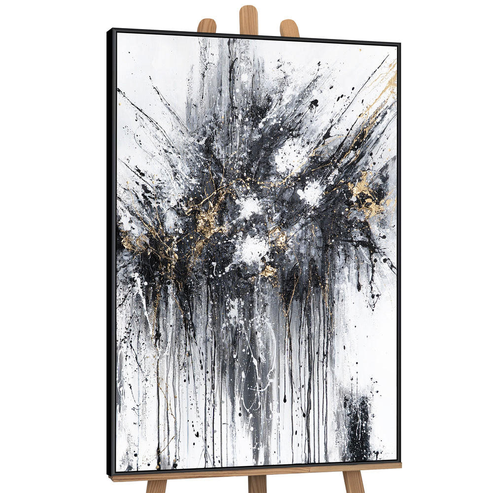 GEMÄLDE Tanz der Spritzer Schattenfugenrahmen Schwarz 140x100 cm - Schwarz, Holz (140/100cm) - YS-art gallery