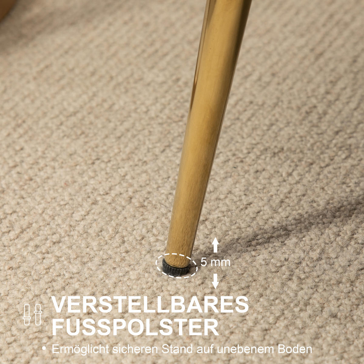 2 Sitzer Sofa, Couch, gepolsterter Polstersofa mit Armlehne, Samtopik Creme - Goldfarben/Creme, Textil/Metall (77/77/130cm) - HOMCOM