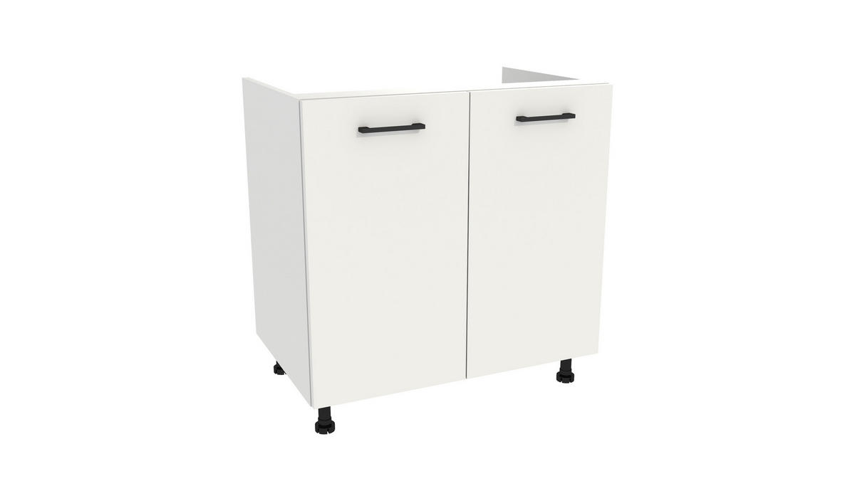 KÜCHENZEILE 170 cm mit Arbeitsplatte - SIMPLY Z23 - in Weiß Matt - Schwarz/Weiß, Holz/Holzwerkstoff (170/212/53cm)