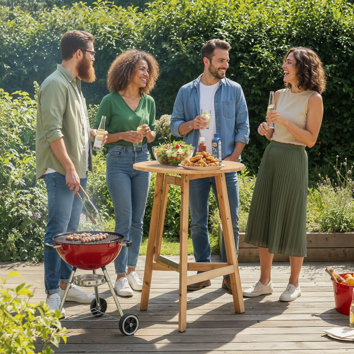 STEHTISCH Trix,Stabilisierungsschiene aus Metall,braun - Braun, Holz (79/79/110cm) - tectake