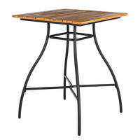 GARTENBARTISCH - Stahl / Akazie massiv - Schwarz / Braun - Schwarz/Akaziefarben, Holz/Metall (80/80/100cm) - home24