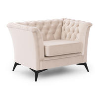 CHESTERFIELD-SESSEL Whitby Beige Samt mit schwarzen Füßen - Beige/Schwarz, Holz/Textil (116/78/82cm) - S-Style Möbel