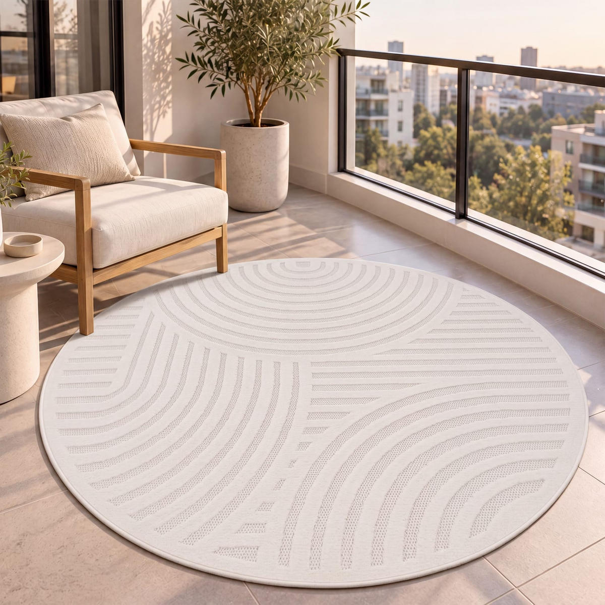 OUTDOORTEPPICH 160/160 cm Livorno 674 - Creme, Kunststoff (160/160cm) - Paco Home