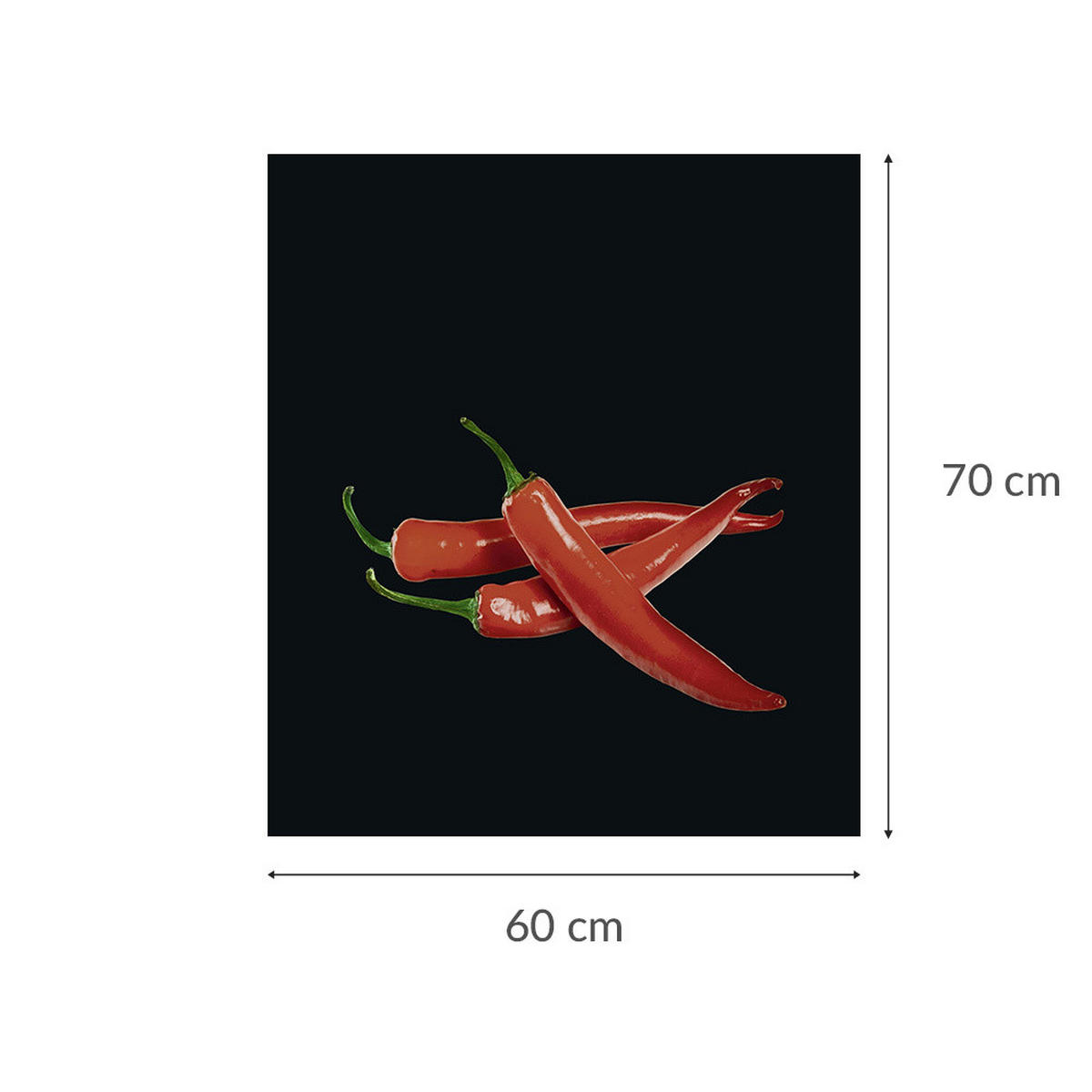 GLASKOCHFELD Hot Peperoni 70/60/0,4 cm - Schwarz, Glas (60/0.4/70cm) - Wenko