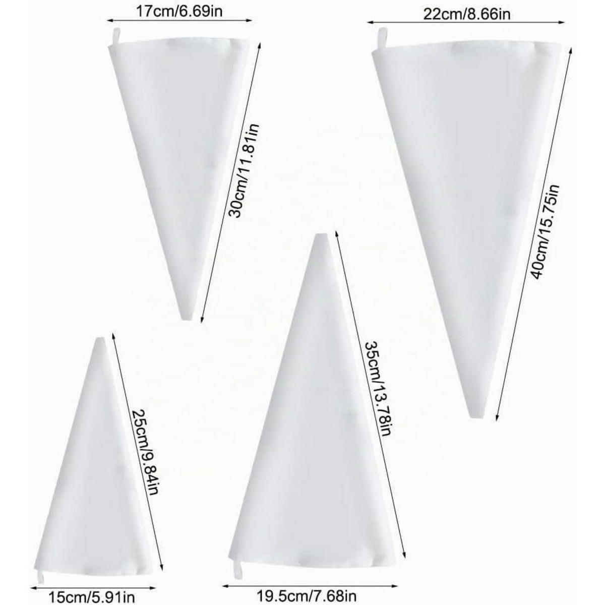 SPRITZBEUTEL 4-teiliges Set Baumwolle 25-45 cm - Weiß, Textil (23/1/23cm)