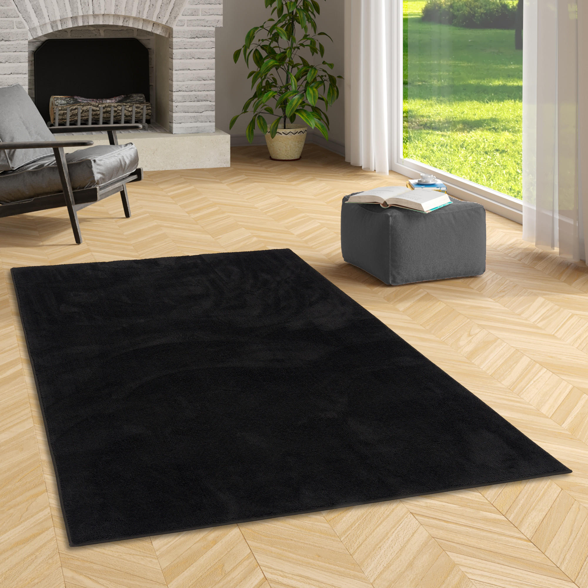 HOCHFLOR LANGFLOR TEPPICH SUPER SOFT MELIA - Schwarz, Textil (80/150cm) - Pergamon