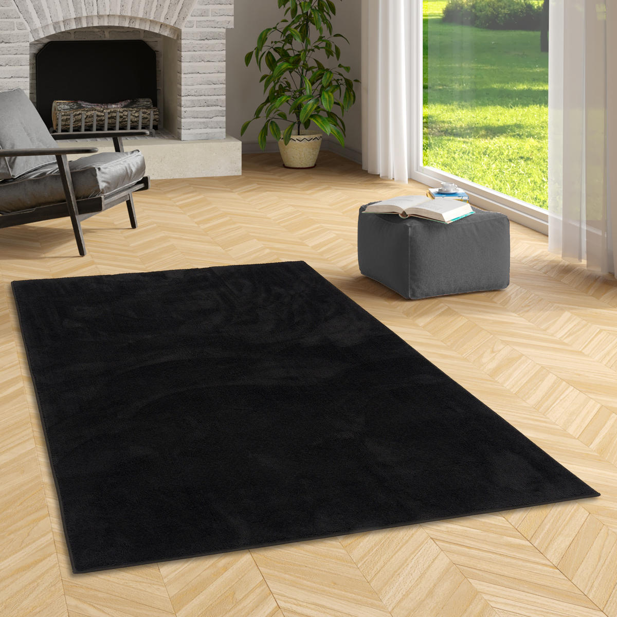 HOCHFLOR LANGFLOR TEPPICH SUPER SOFT MELIA - Schwarz, Textil (140/200cm) - Pergamon