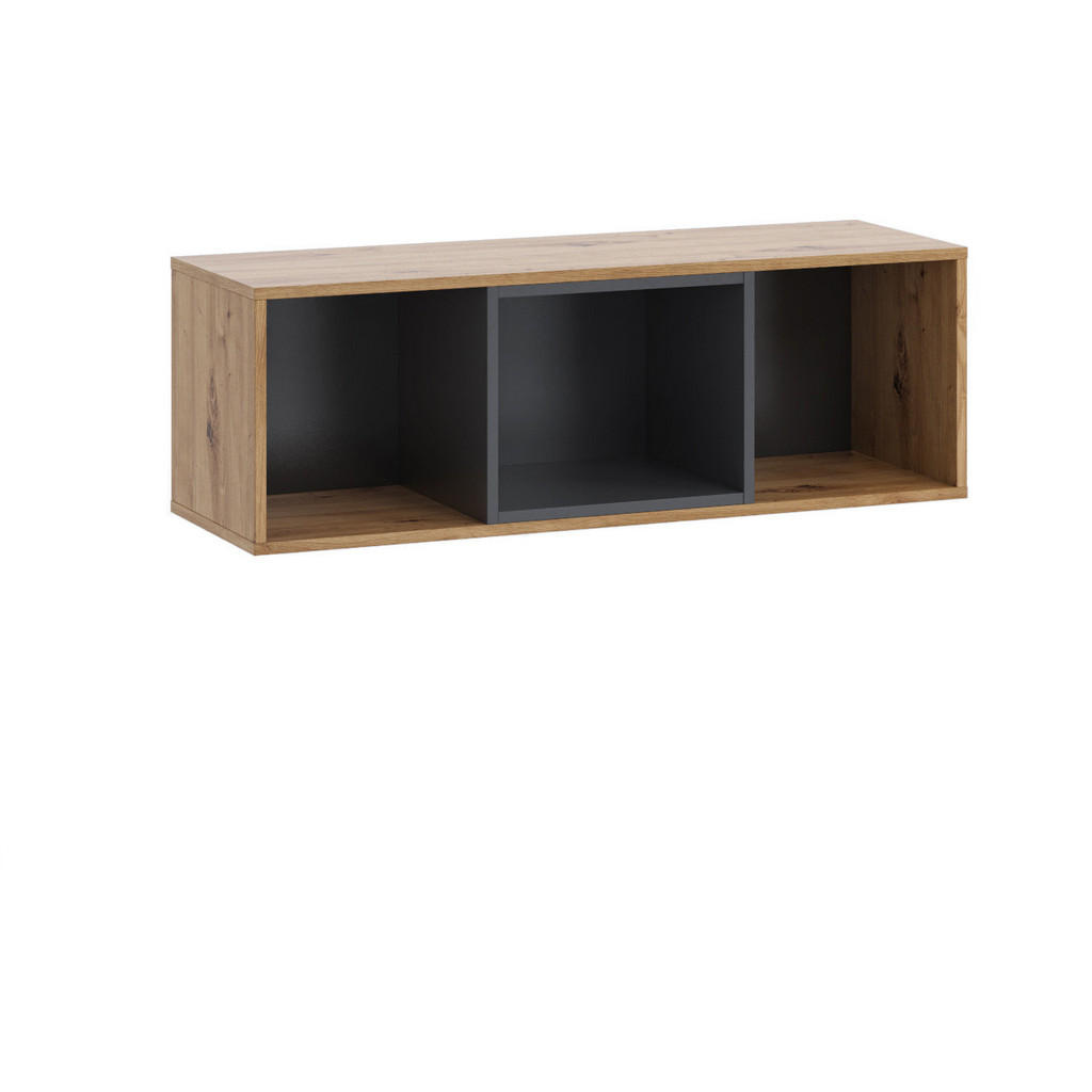 Thumbnail - Ravio Hängeschrank, Schwarz, Eiche Artisan, Holzwerkstoff, 1 Fächer, Rechteckig,Rechteckig, 105x35x33 cm, Wohnzimmer, Re...