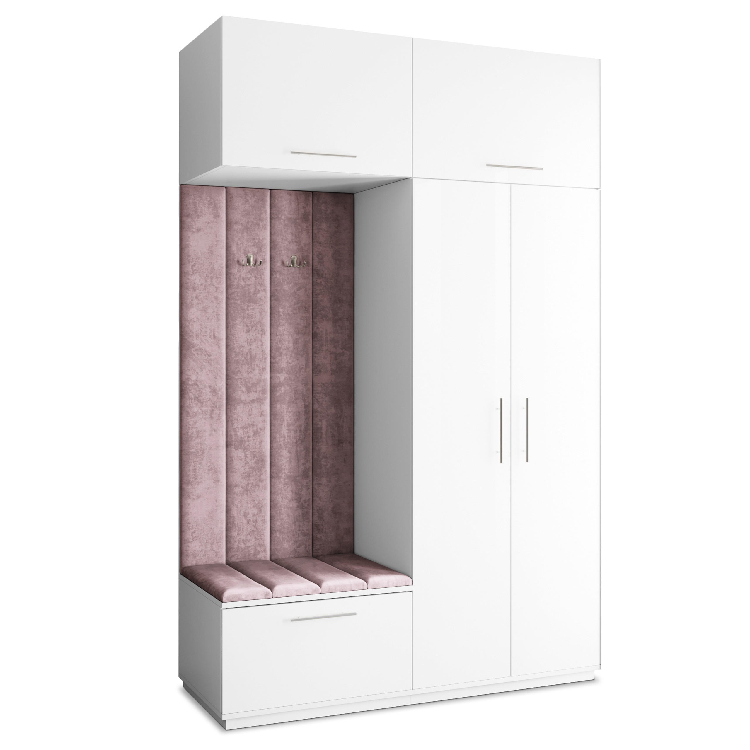 GARDEROBENSCHRANK REMA 150/240/60 cm Modern Garderobe-Set Weiß - Lila/Weiß, Holzwerkstoff (150/240/60cm) - MASSENO