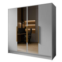 DREHTÜRENSCHRANK RENVO 200/200/51 cm Modern Kleiderschrank 4-türig mit Spiegel Weiß - Weiß, Holzwerkstoff (200/200/51cm) - MASSENO