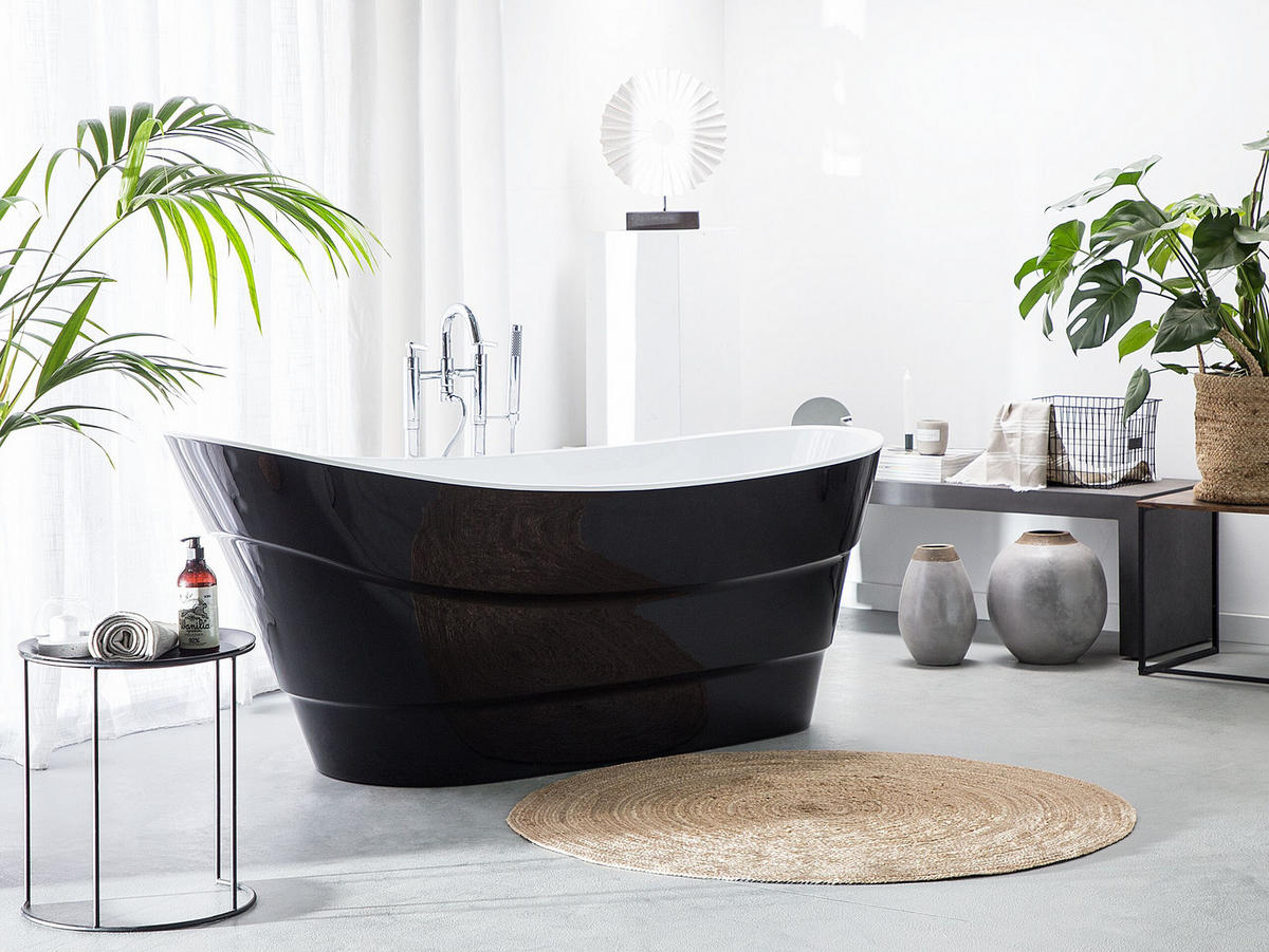 BADEWANNE FREISTEHEND 73x170x74 cm schwarz Buenavista - Schwarz, Kunststoff (73/74/170cm) - Beliani