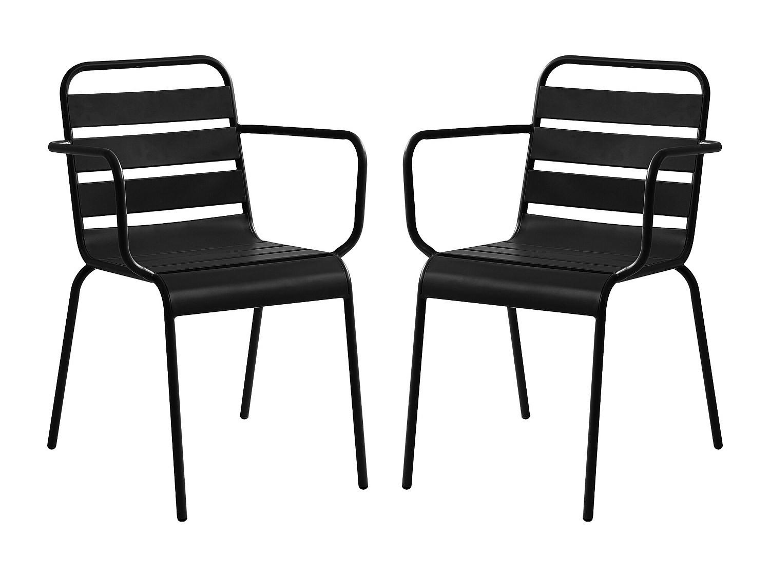 GARTENSTUHL - 56cm x 59cm - Stahl - schwarz - MIRMANDE - Schwarz, Metall (56/79/59cm) - Vente-Unique