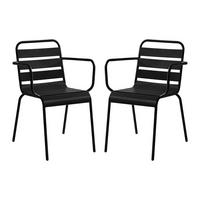 GARTENSTUHL - 56cm x 59cm - Stahl - schwarz - MIRMANDE - Schwarz, Metall (56/79/59cm) - Vente-Unique